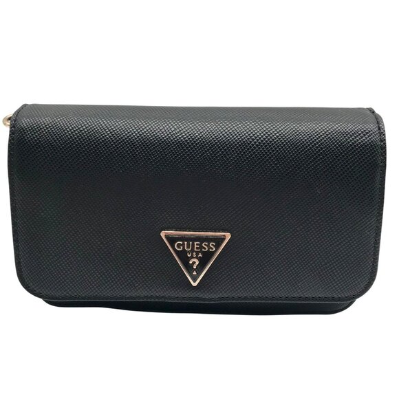 Guess Black Textured Noelle Flap Mini Crossbody - Picture 1 of 11